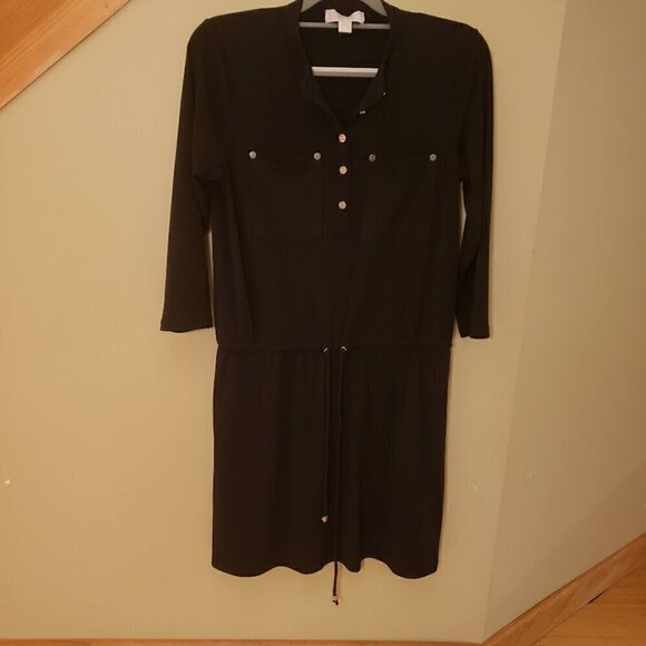 NWOT Michael Kors Black Drawstring Waist Dress Size Small - Picture 1 of 13